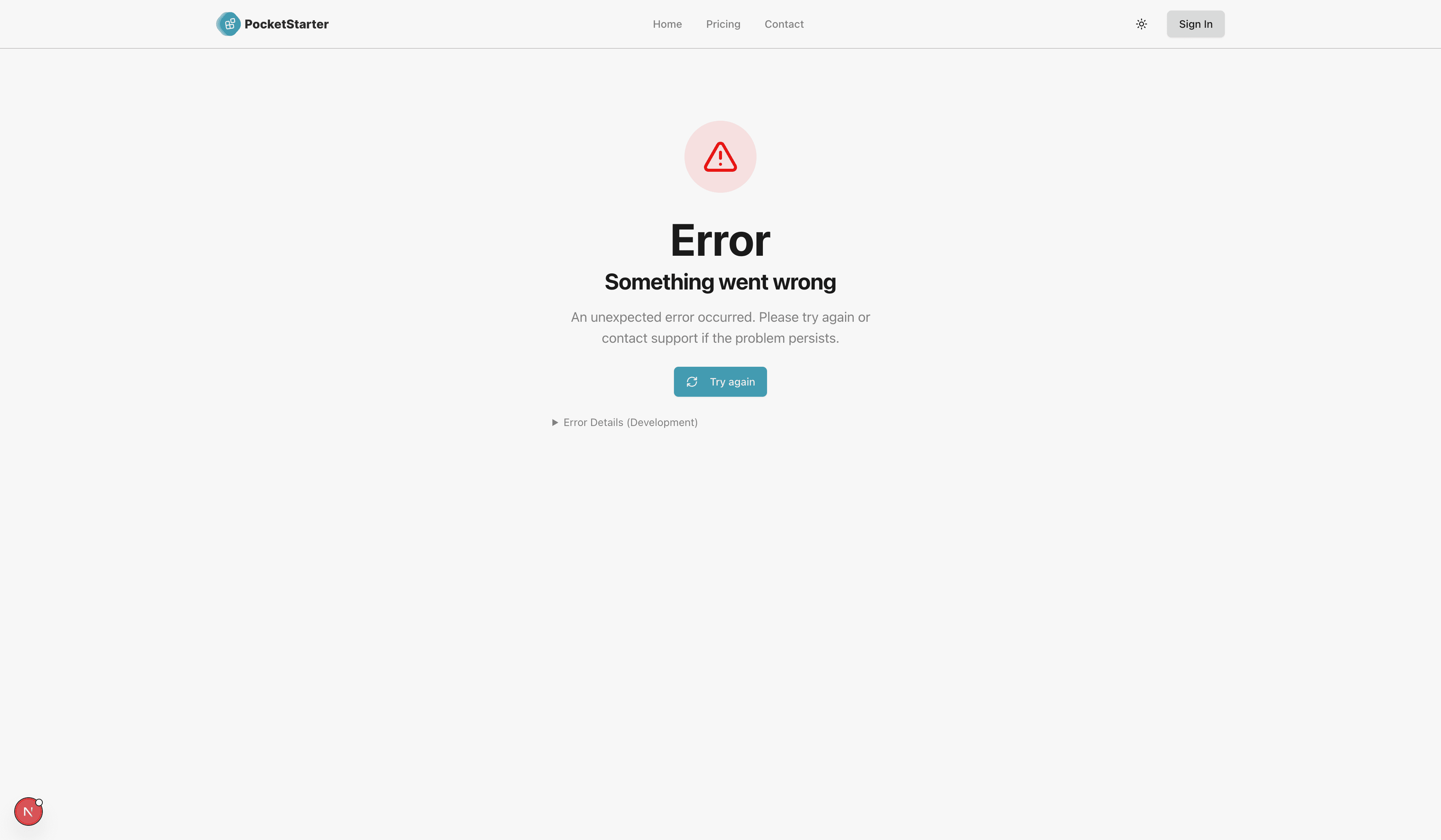 Simple error page