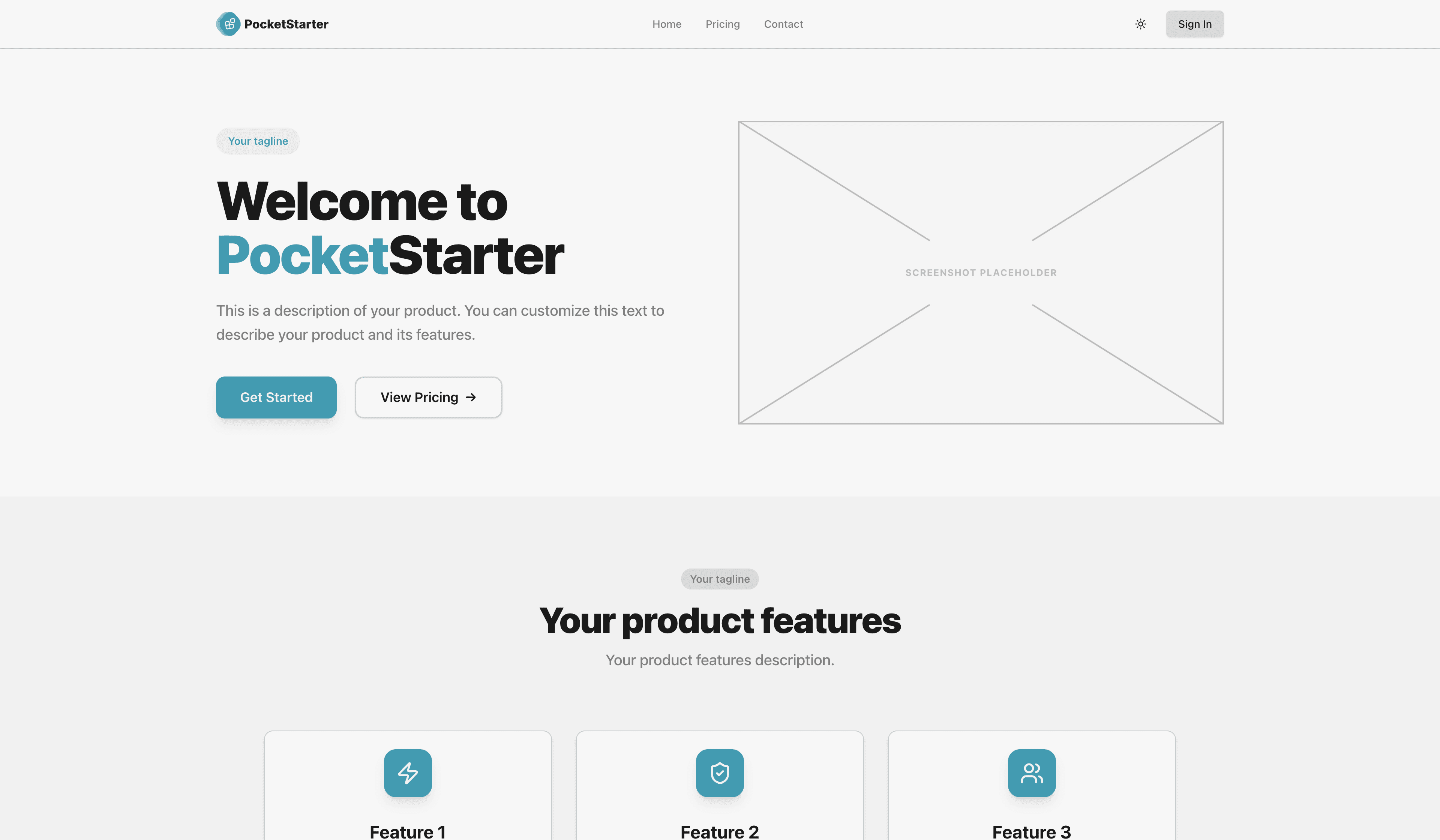 PocketStarter fresh installation with basic UI